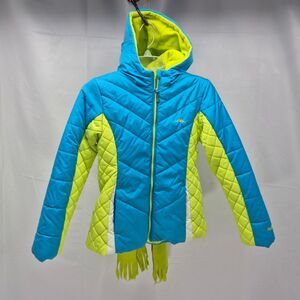 NWOT Pacific Trail Reversible Puffer Jacket, Blue & Yellow Quilted Colorblock L.